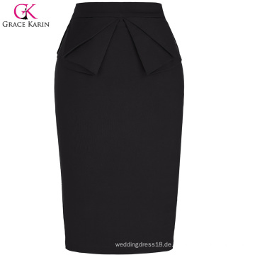 Grace Karin Womens Solid Color High Stretchy Hips-Wrapped Vintage Retro Schwarz Bleistift Skirt CL010454-1